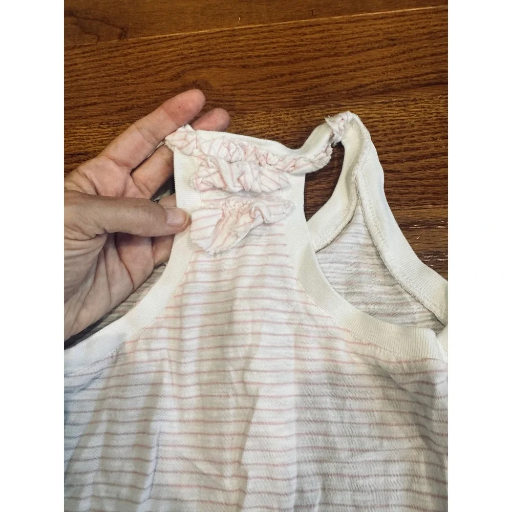 Ralph Lauren Girls Pink White Striped Ruffle Hem Racerback Cotton Dress Size 5